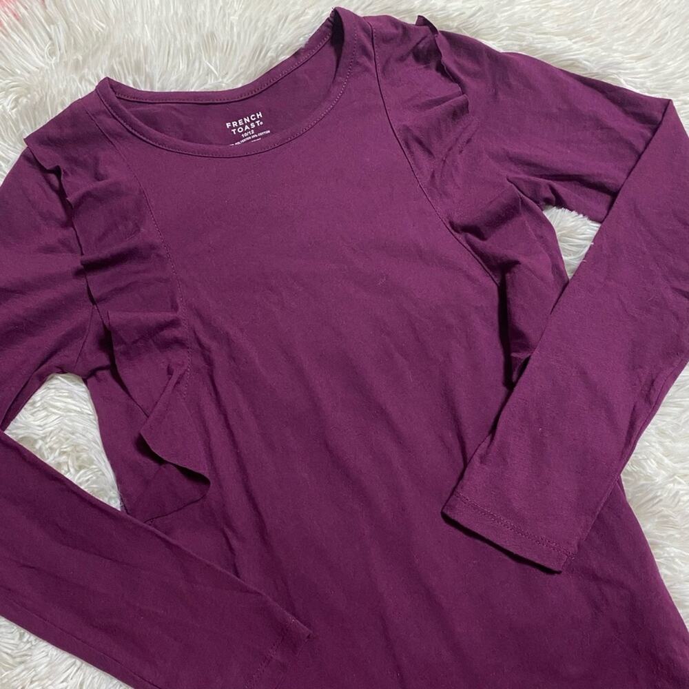 FRENCH TOAST • Purple Plum Ling Sleeve Ruffle Top